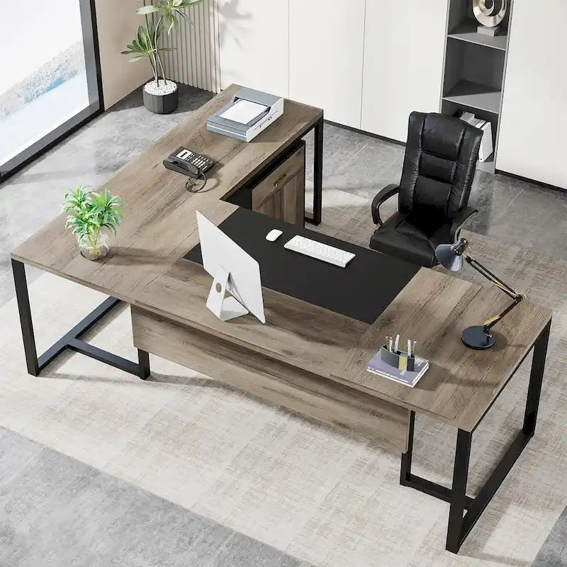 Bureau de direction de 70,8 pouces (avec caisson de rangement)