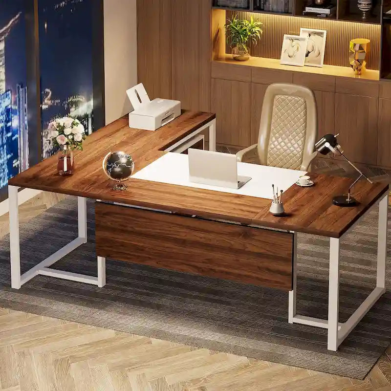 Bureau de direction de 70,8 pouces (avec caisson de rangement)