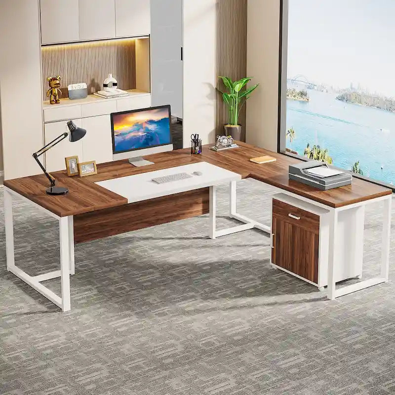 Bureau de direction de 70,8 pouces (avec caisson de rangement)