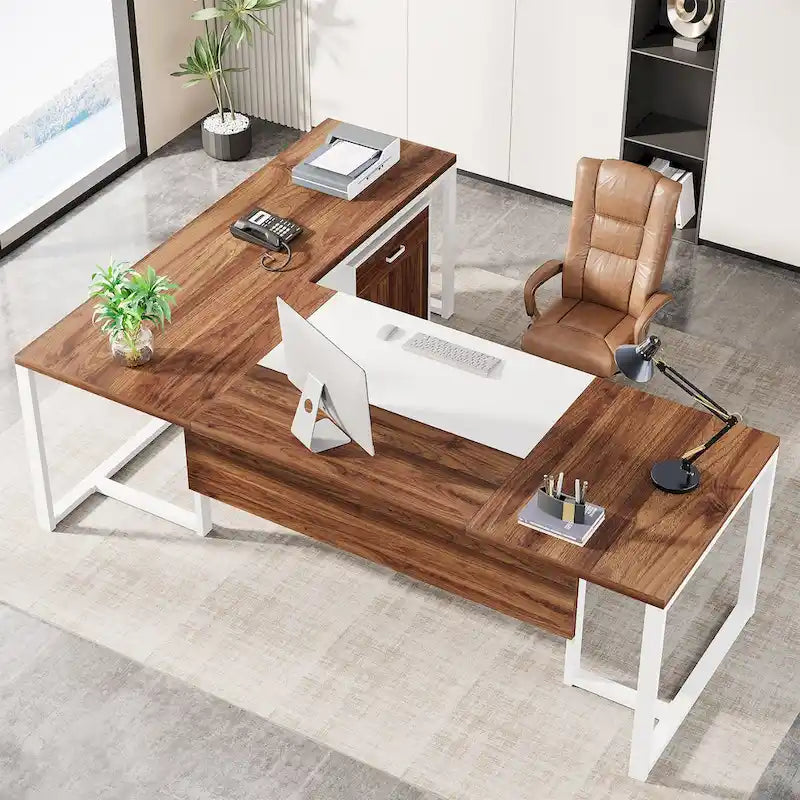 Bureau de direction de 70,8 pouces (avec caisson de rangement)