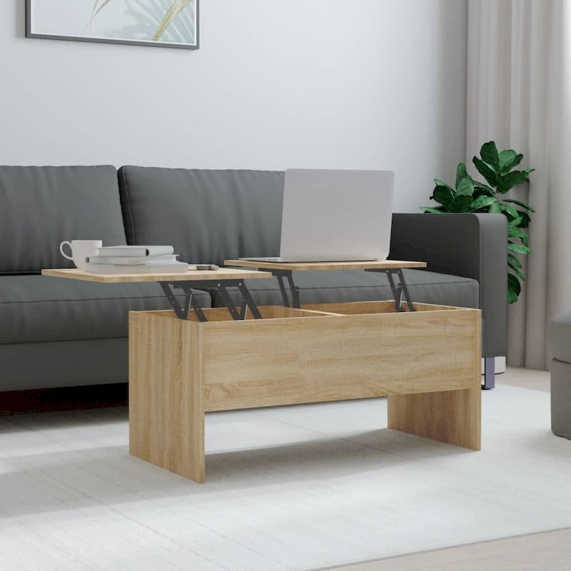 Table basse avec plateau relevable, table d'appoint, bout de canapé en bois d'ingénierie