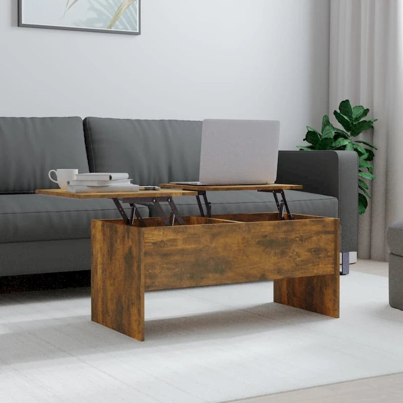 Table basse avec plateau relevable, table d'appoint, bout de canapé en bois d'ingénierie