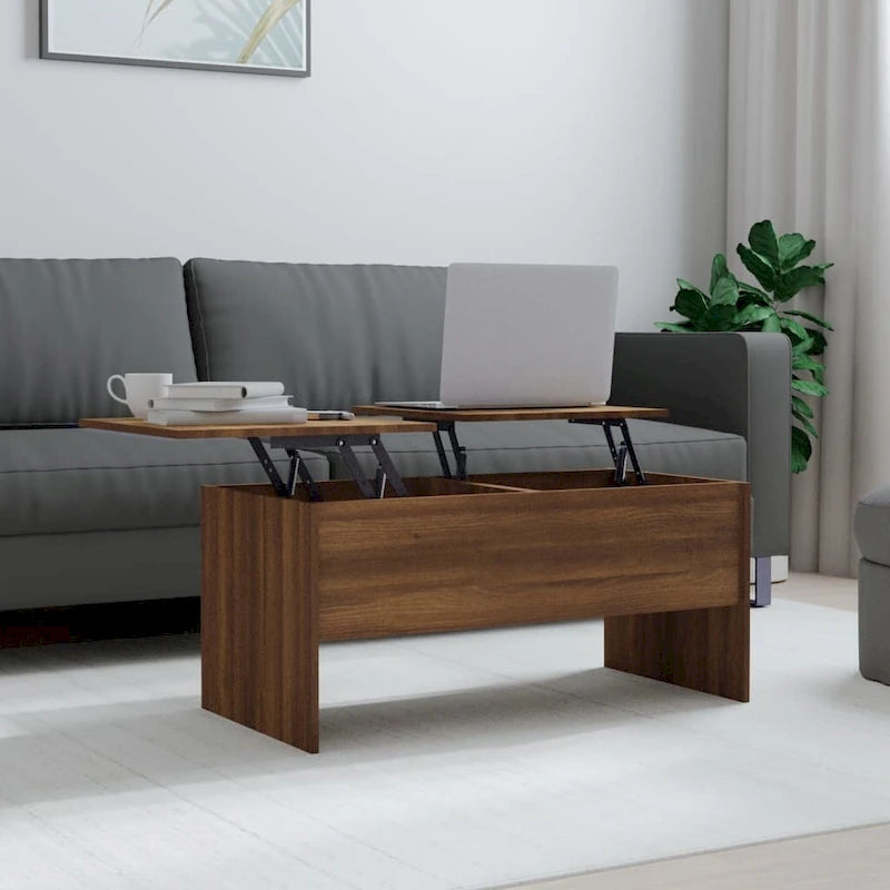 Table basse avec plateau relevable, table d'appoint, bout de canapé en bois d'ingénierie