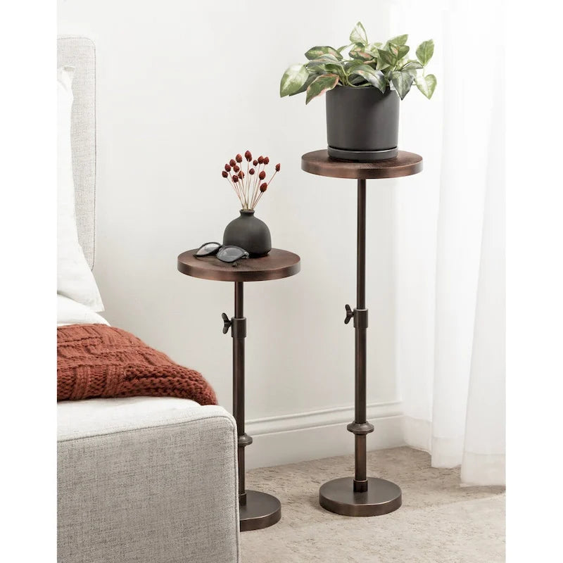 Table en métal et porte-plante