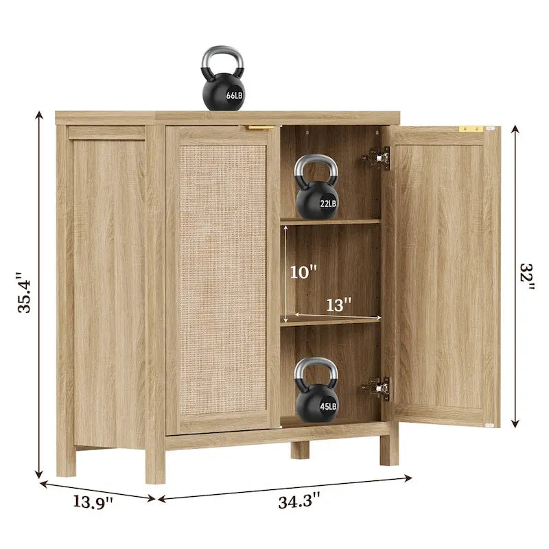 Ensemble de 2 buffets en rotin avec 2 portes