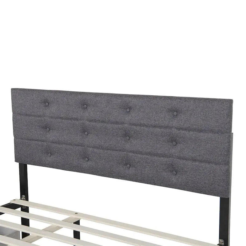 Lit gigogne tapissé en tissu de lin Queen Size