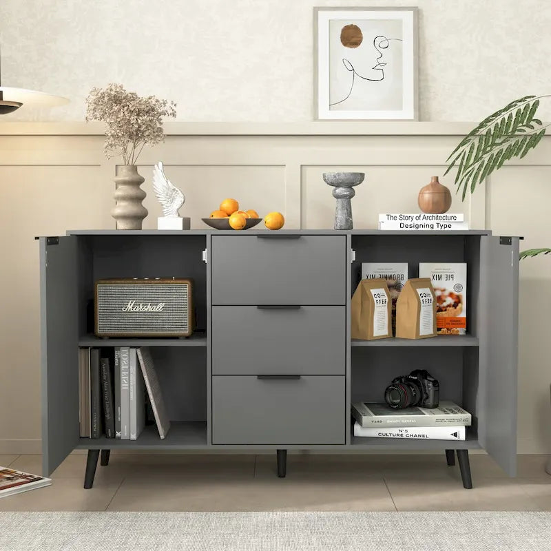 Buffet en bois avec rangement, meuble bar à café