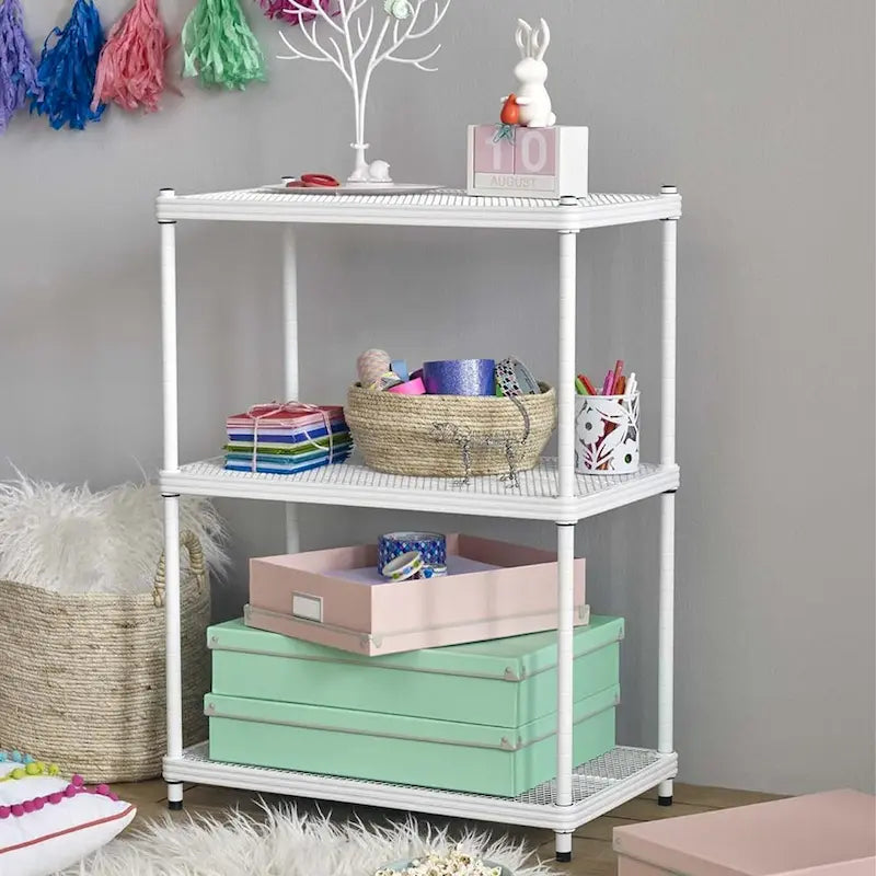 Étagère de rangement métallique à 3 niveaux pleine grandeur, blanche - 12