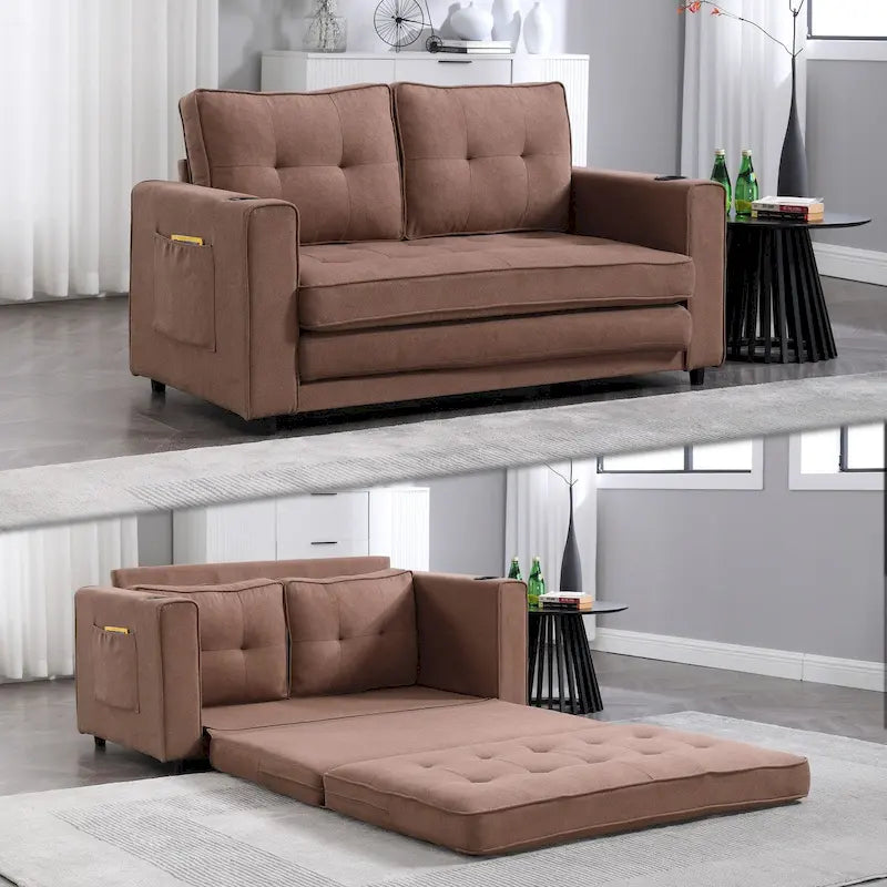 Canapé-futon rembourré avec lit gigogne
