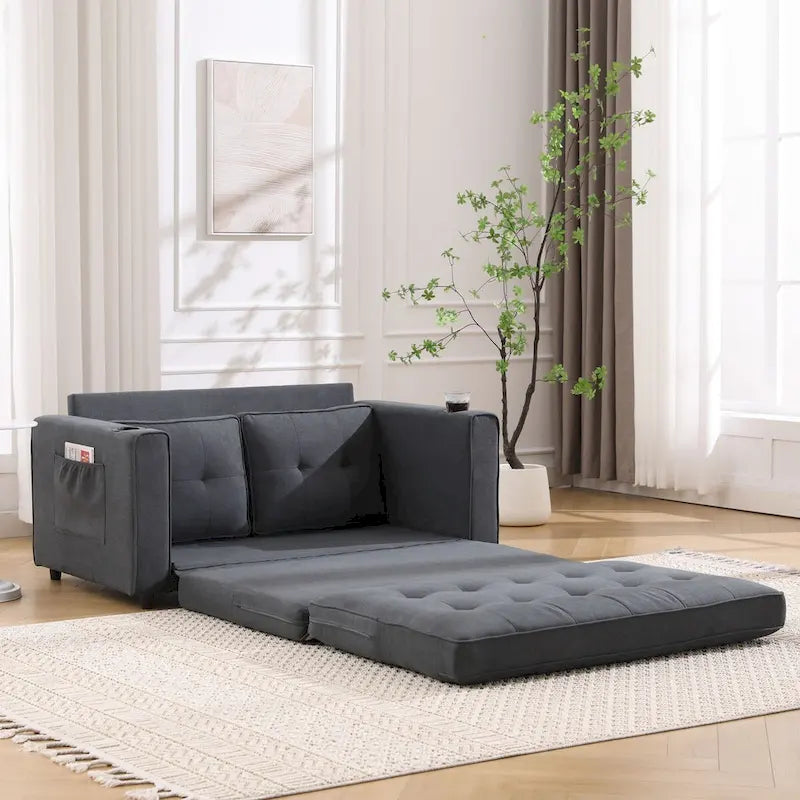Canapé-futon rembourré avec lit gigogne