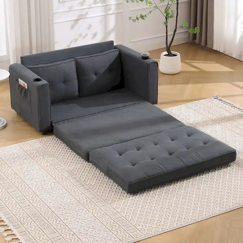 Canapé-futon rembourré avec lit gigogne