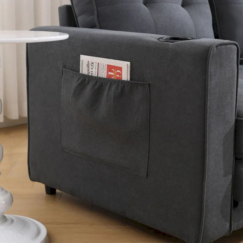 Canapé-futon rembourré avec lit gigogne