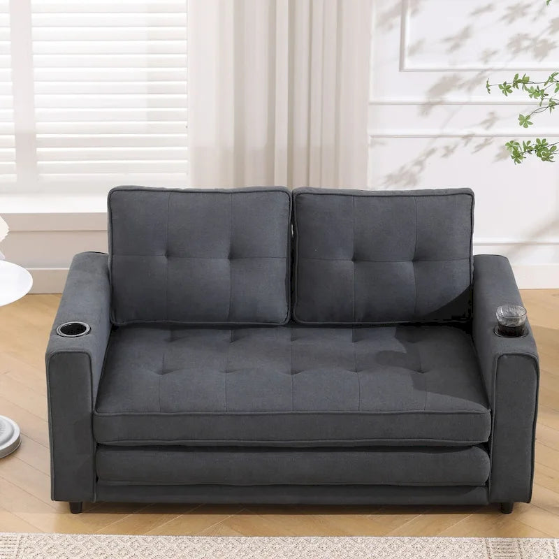 Canapé-futon rembourré avec lit gigogne