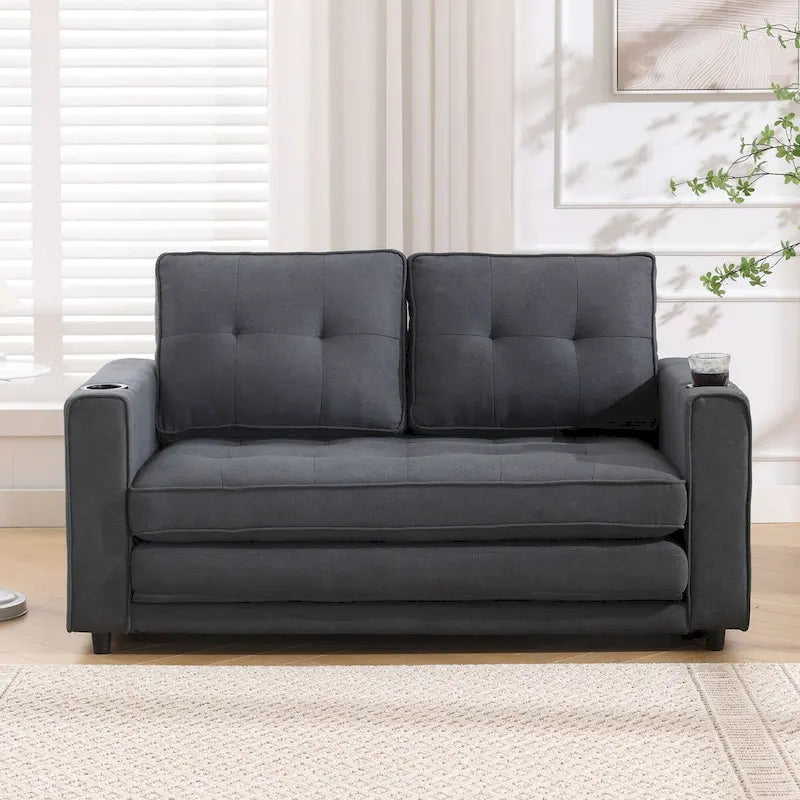 Canapé-futon rembourré avec lit gigogne