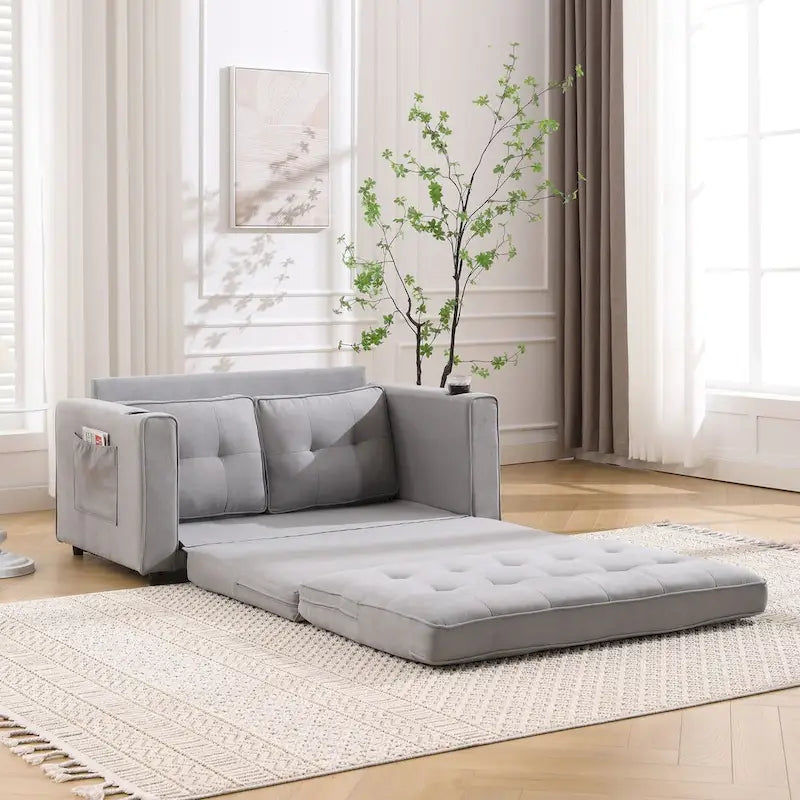 Canapé-futon rembourré avec lit gigogne