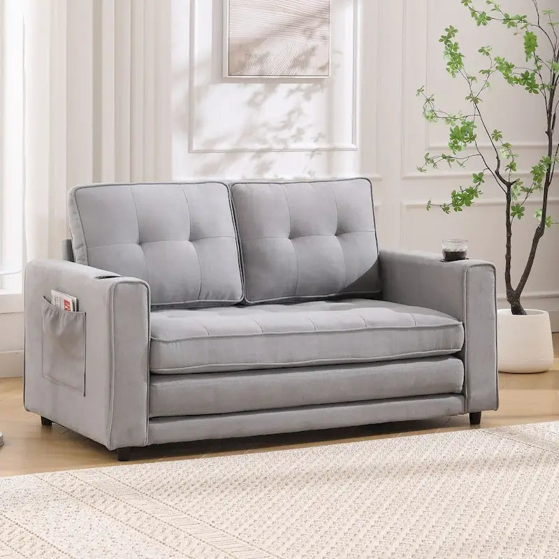 Canapé-futon rembourré avec lit gigogne
