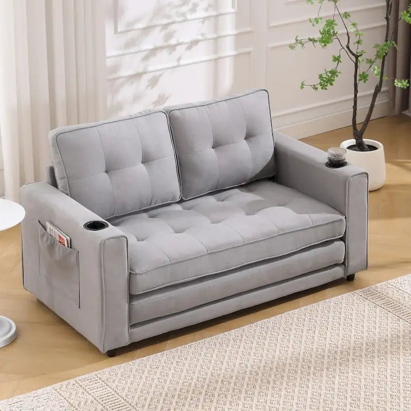 Canapé-futon rembourré avec lit gigogne