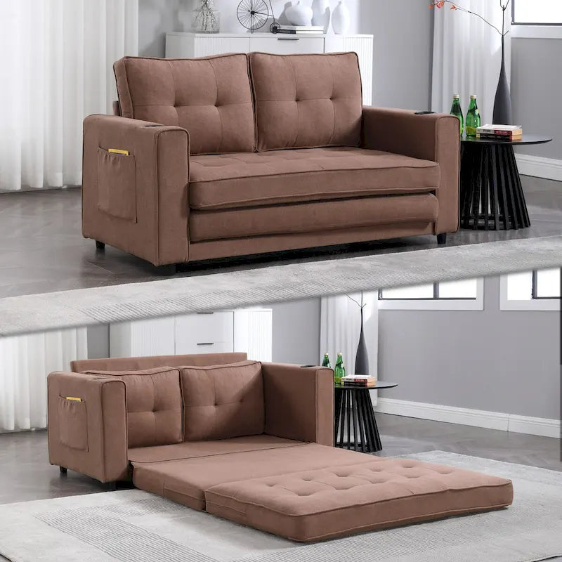 Canapé-futon rembourré avec lit gigogne