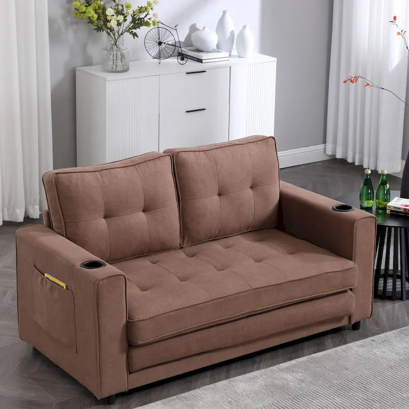 Canapé-futon rembourré avec lit gigogne