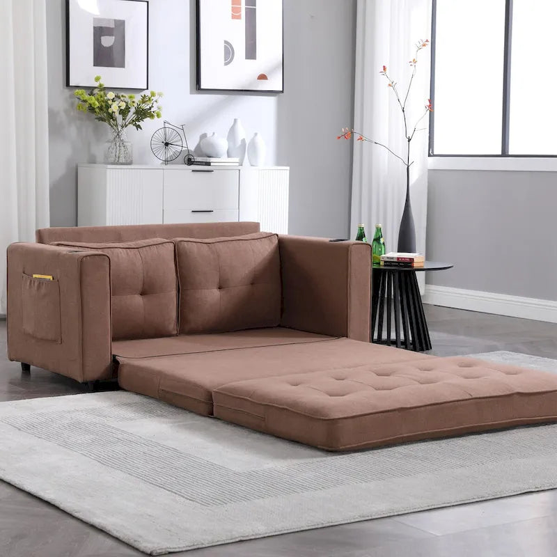 Canapé-futon rembourré avec lit gigogne